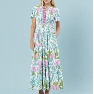 Floral Maxi Dress in Pink and Green